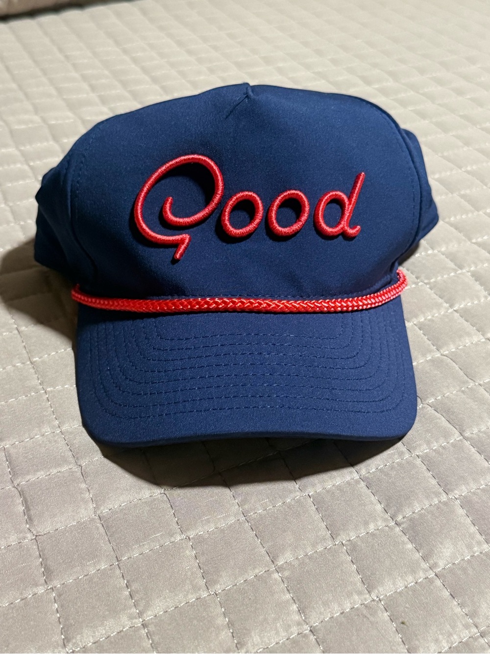 Men's Navy Baseball Cap with Red 'Good' Embroidery